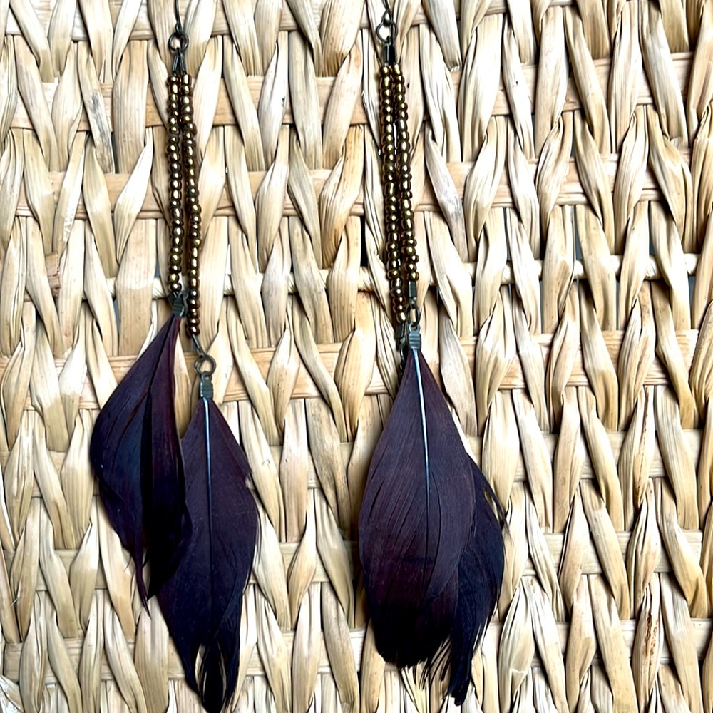 3/$11 Beaded Feather Earrings